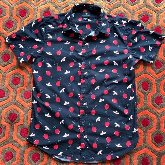 IT Chapter Two II 2 Button Up Down Shirt Men's Small Pennywise the Clown float - Picture 2 of 5